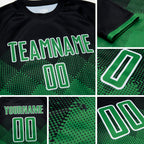 Custom Black Grass Green-White Sublimation Soccer Uniform Jersey detail