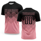 Custom Medium Pink Black Sublimation Soccer Uniform Jersey