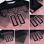 Custom Medium Pink Black Sublimation Soccer Uniform Jersey detail