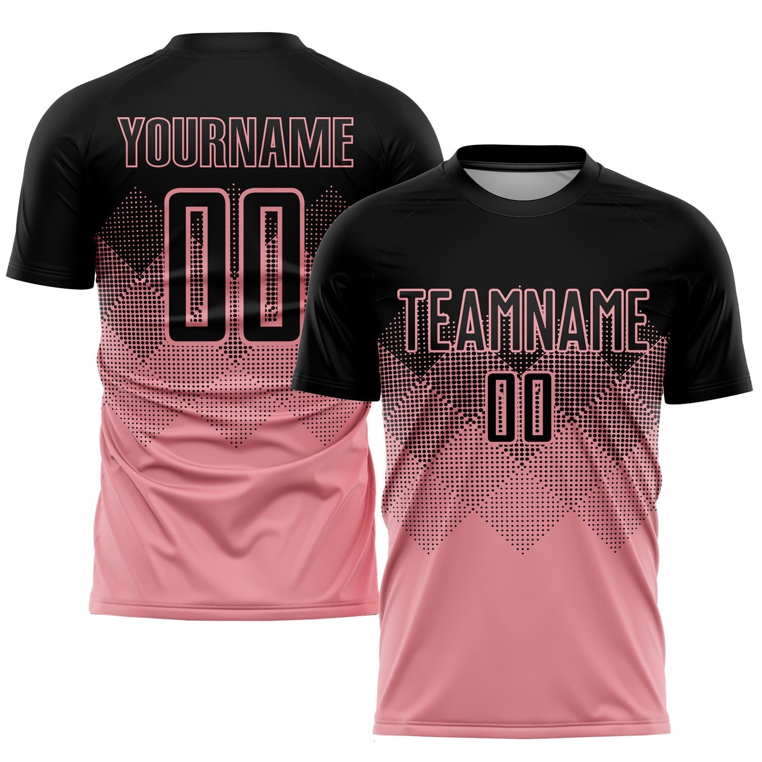 Custom Medium Pink Black Sublimation Soccer Uniform Jersey photo 1