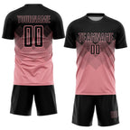 Custom Medium Pink Black Sublimation Soccer Uniform Jersey photo 2