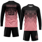 Custom Medium Pink Black Sublimation Soccer Uniform Jersey photo 4
