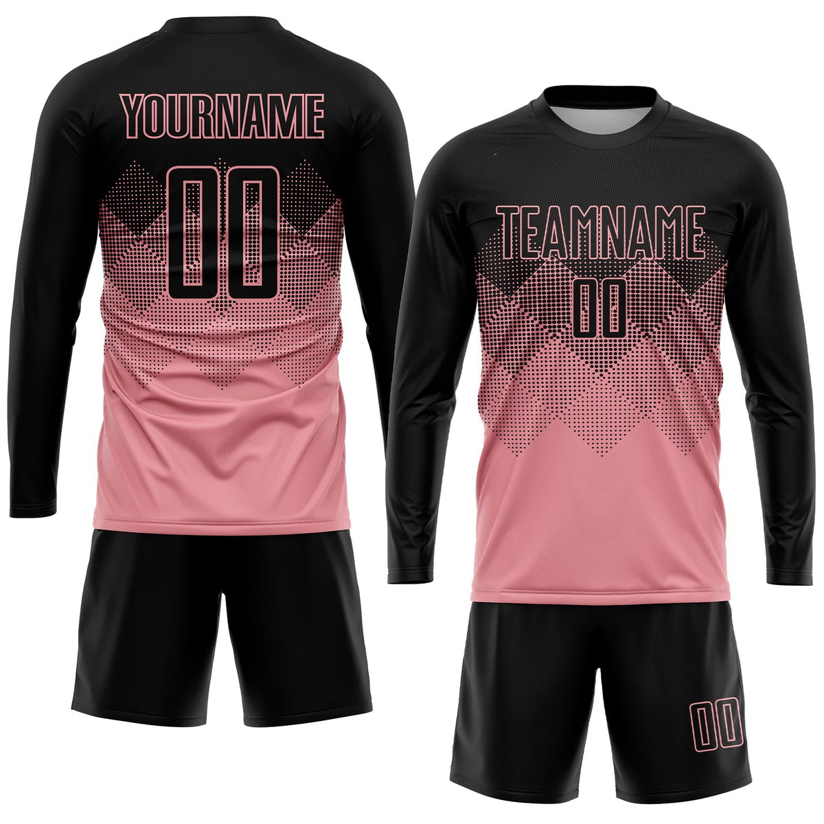 Custom Medium Pink Black Sublimation Soccer Uniform Jersey photo 4