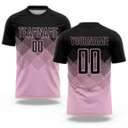 Custom Light Pink Black Sublimation Soccer Uniform Jersey