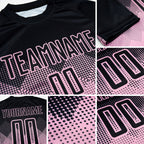 Custom Light Pink Black Sublimation Soccer Uniform Jersey detail