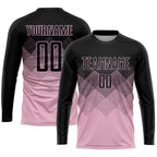 Custom Light Pink Black Sublimation Soccer Uniform Jersey photo 3