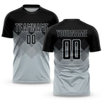 Custom Silver Black Sublimation Soccer Uniform Jersey