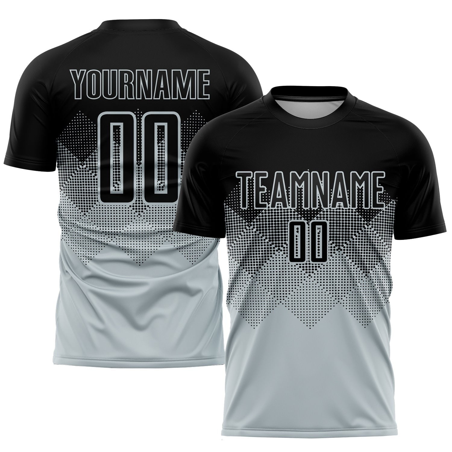 Custom Silver Black Sublimation Soccer Uniform Jersey photo 1