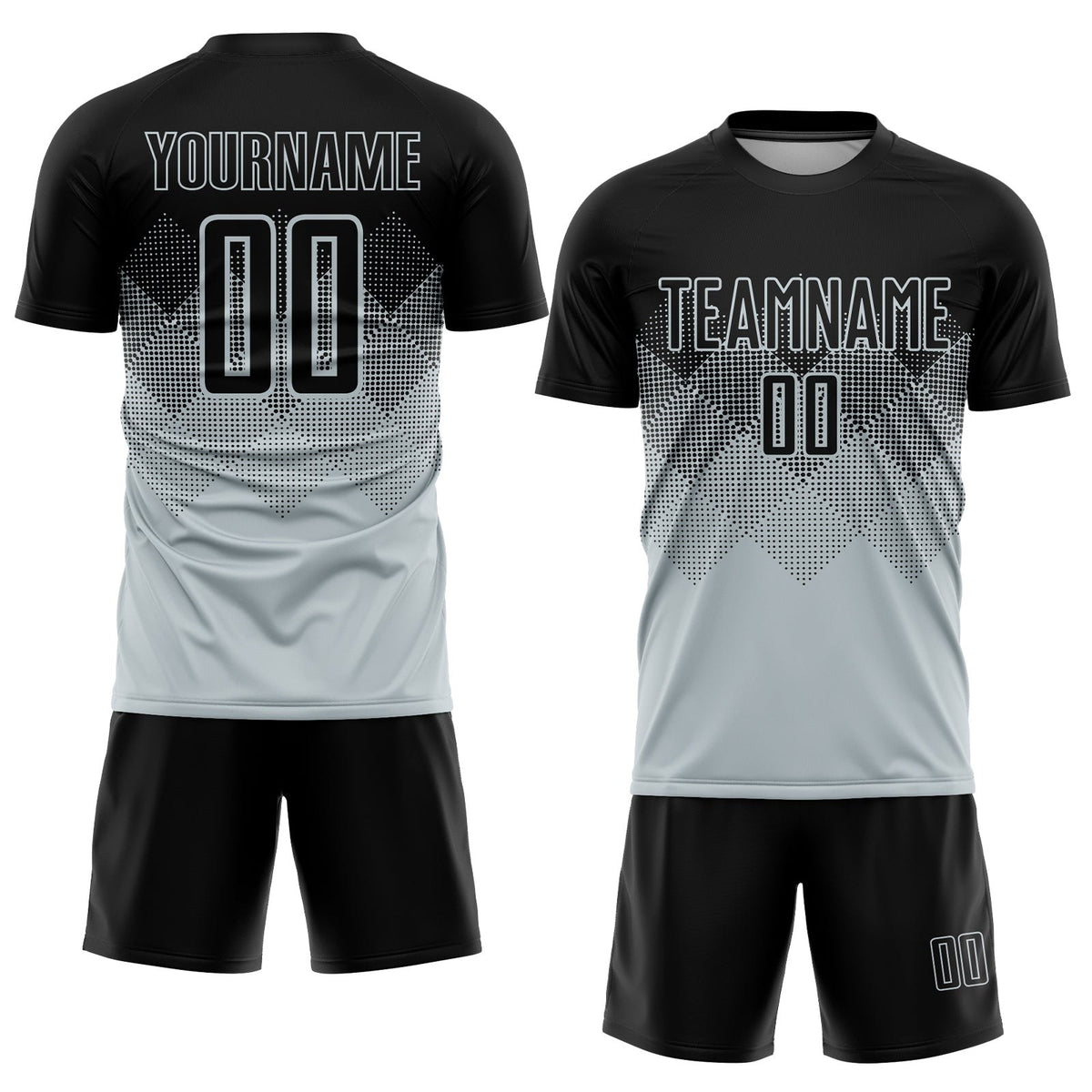 Custom Silver Black Sublimation Soccer Uniform Jersey photo 2