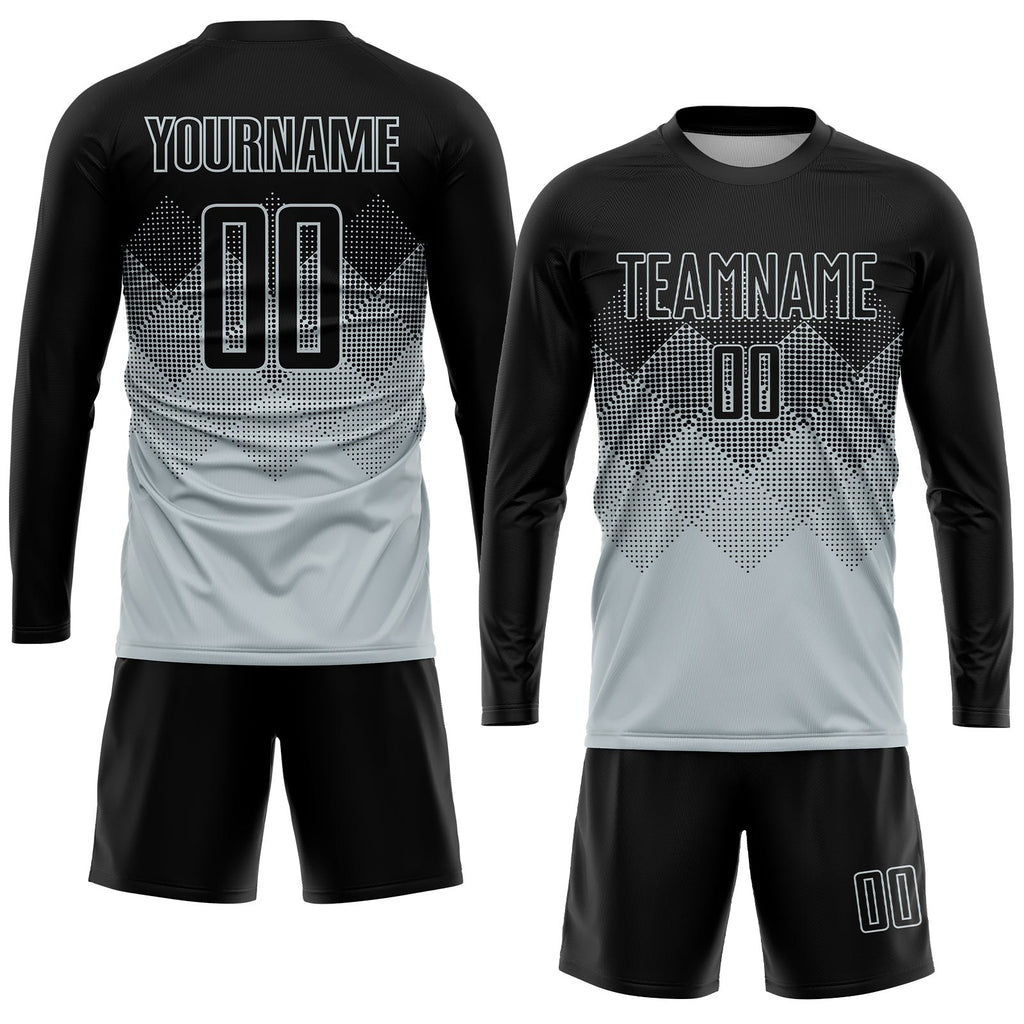 Custom Silver Black Sublimation Soccer Uniform Jersey photo 4
