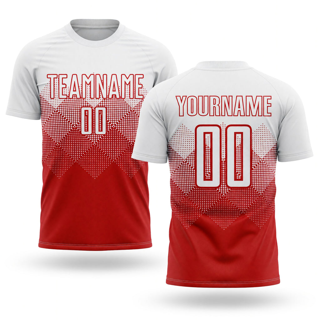 Custom Red White Sublimation Soccer Uniform Jersey