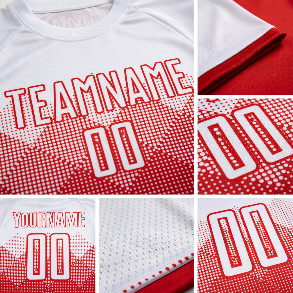 Custom Red White Sublimation Soccer Uniform Jersey detail