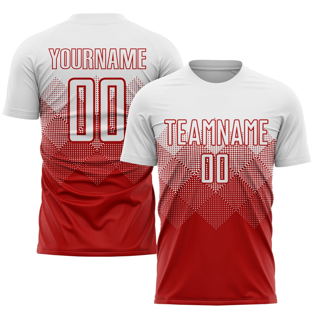 Custom Red White Sublimation Soccer Uniform Jersey photo 1