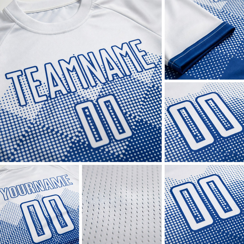 Custom Royal White Sublimation Soccer Uniform Jersey detail