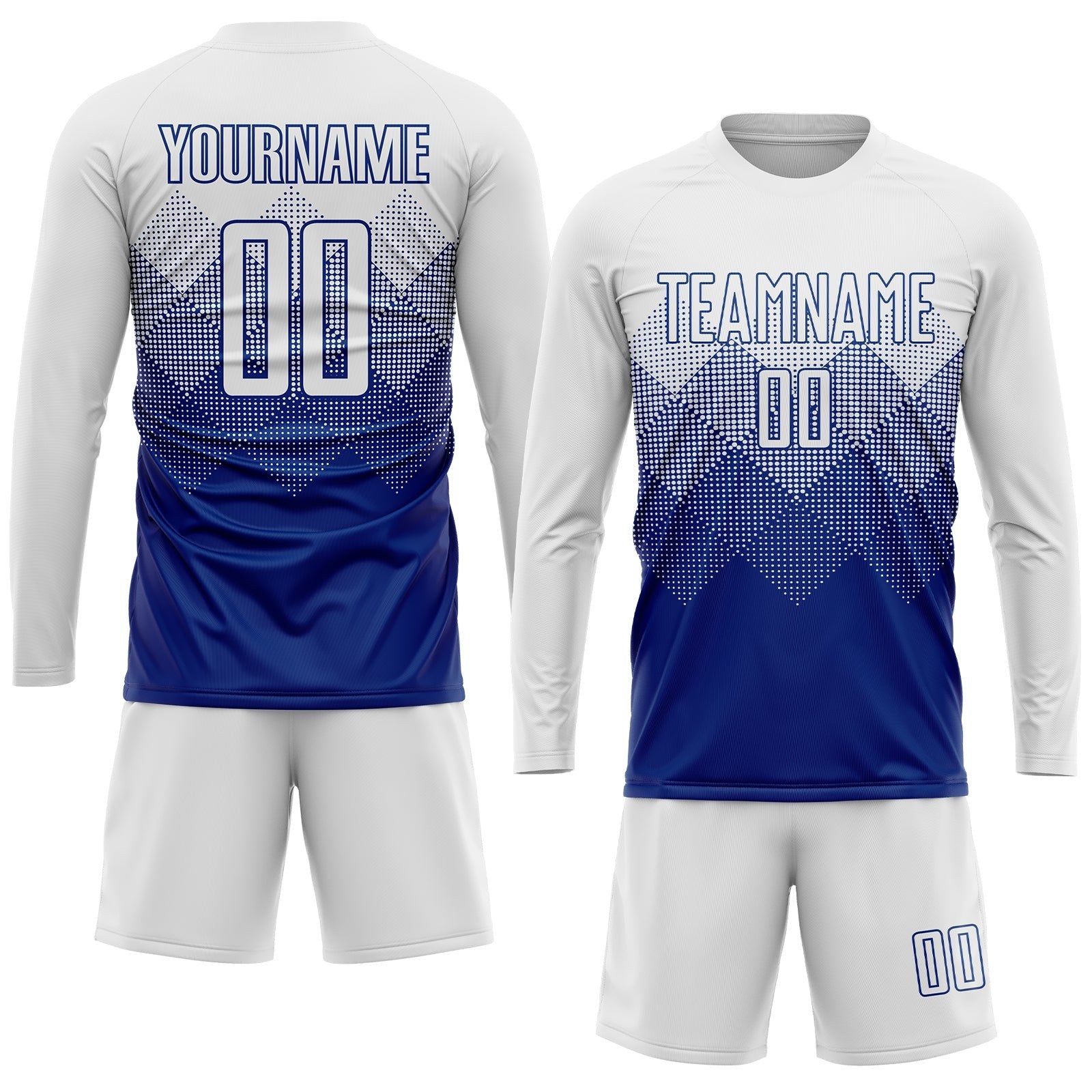 Custom Royal White Sublimation Soccer Uniform Jersey photo 4