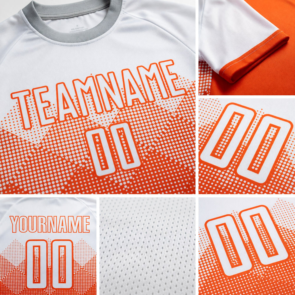 Custom Orange White Sublimation Soccer Uniform Jersey detail