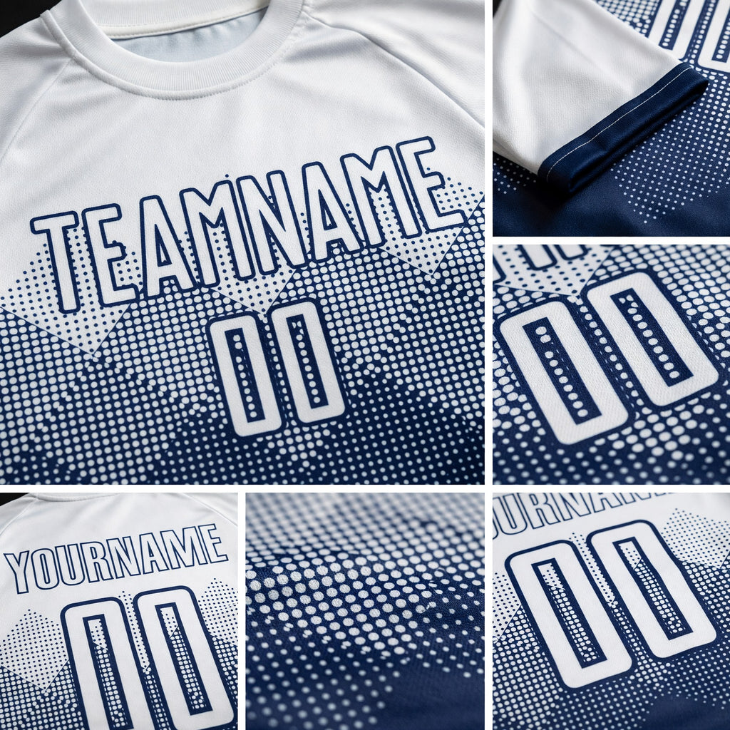 Custom Navy White Sublimation Soccer Uniform Jersey detail