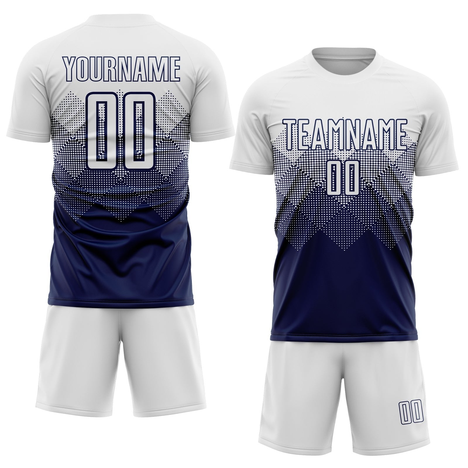 Custom Navy White Sublimation Soccer Uniform Jersey photo 2