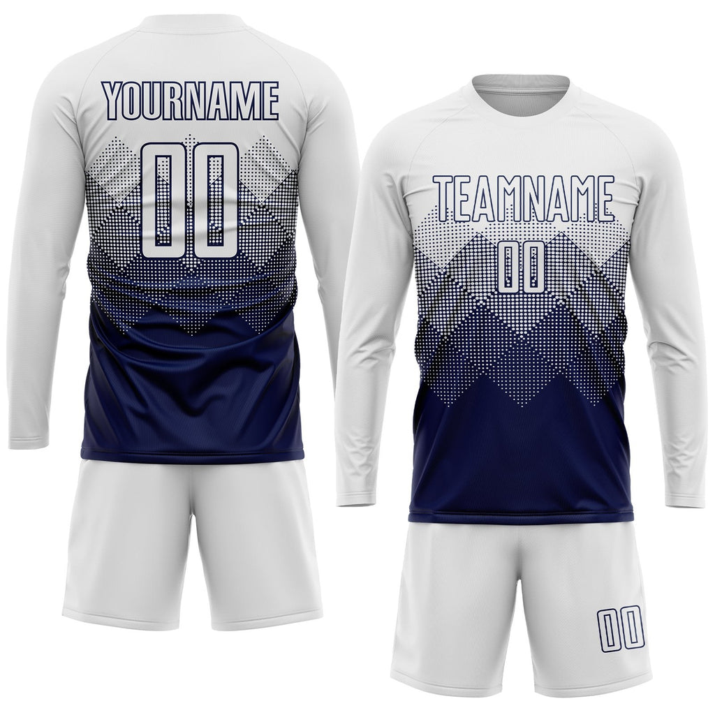 Custom Navy White Sublimation Soccer Uniform Jersey photo 4