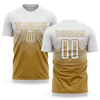 Custom Old Gold White Sublimation Soccer Uniform Jersey