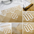 Custom Old Gold White Sublimation Soccer Uniform Jersey detail