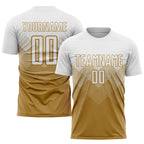 Custom Old Gold White Sublimation Soccer Uniform Jersey photo 1