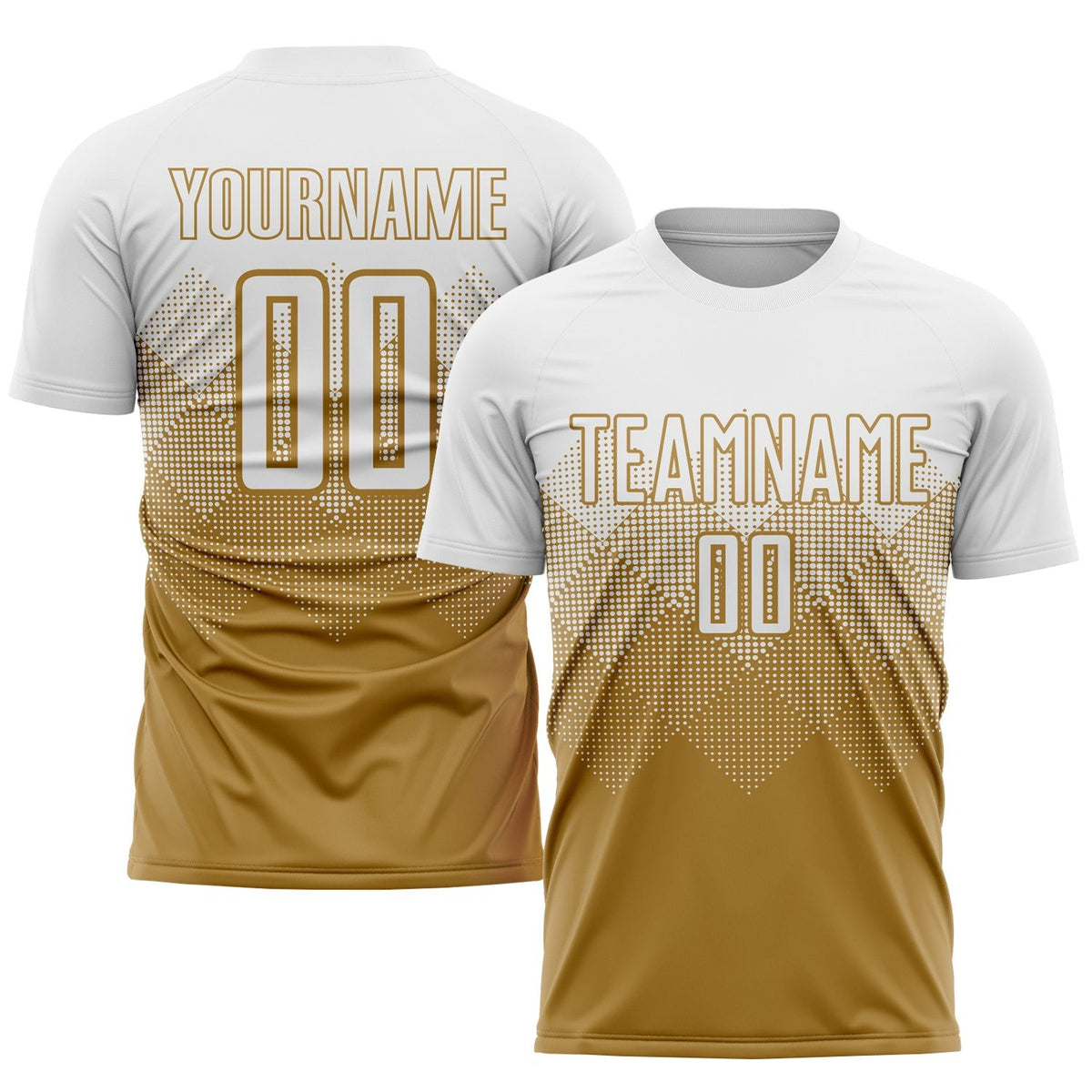 Custom Old Gold White Sublimation Soccer Uniform Jersey photo 1