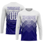 Custom White Dark Purple Sublimation Soccer Uniform Jersey photo 3