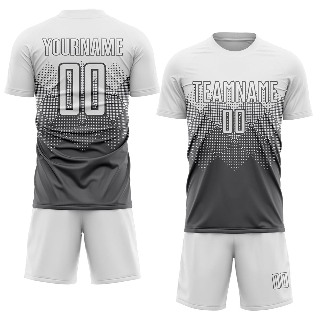 Custom Steel Gray White Sublimation Soccer Uniform Jersey photo 2