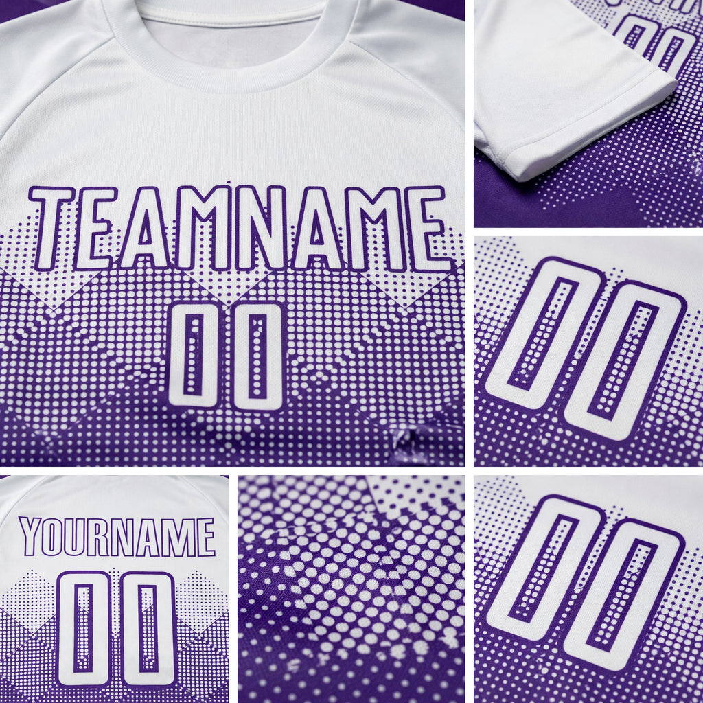 Custom Purple White Sublimation Soccer Uniform Jersey detail