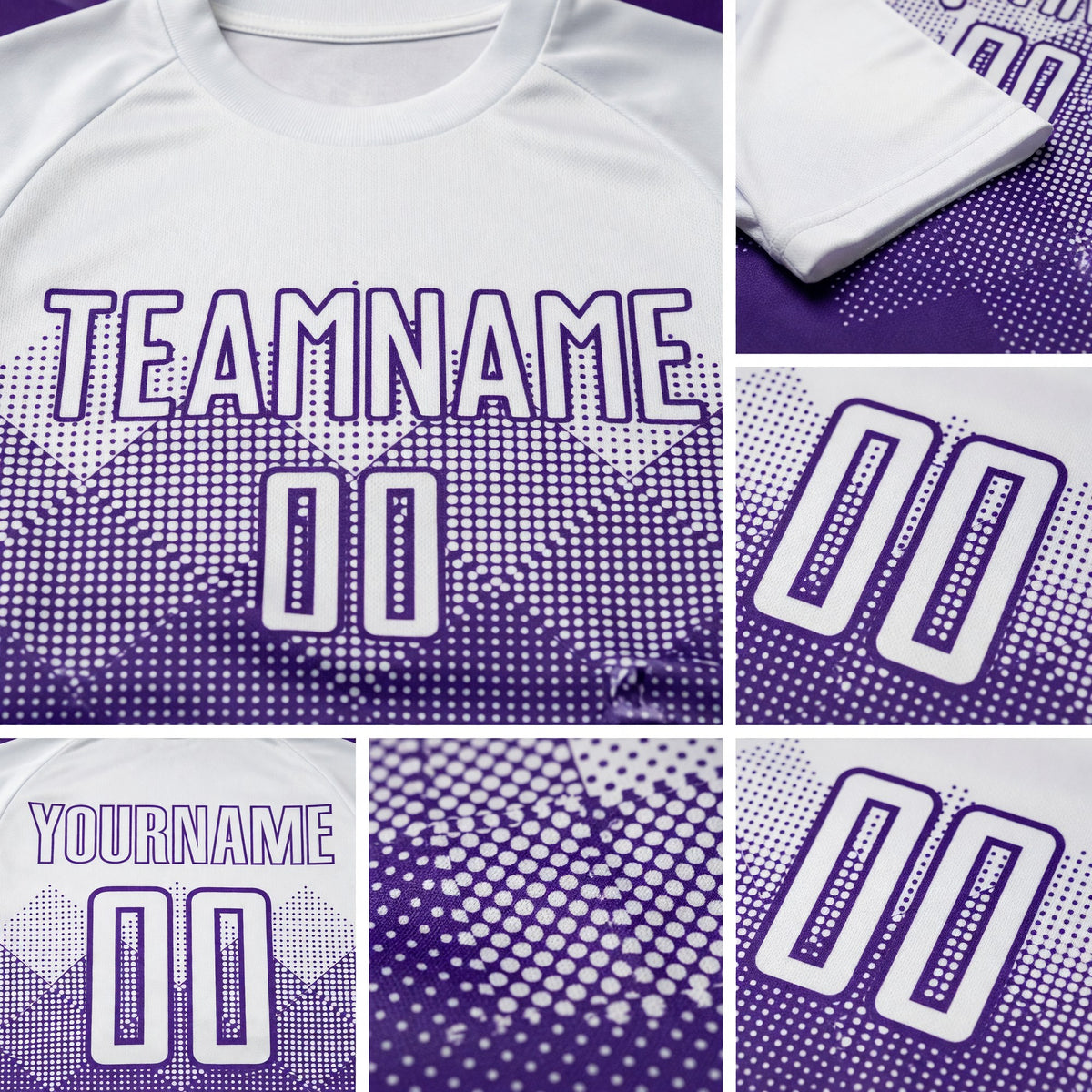 Custom Purple White Sublimation Soccer Uniform Jersey detail