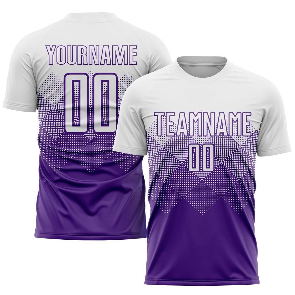 Custom Purple White Sublimation Soccer Uniform Jersey photo 1