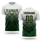Custom White Green-Old Gold Sublimation Soccer Uniform Jersey