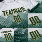 Custom White Green-Old Gold Sublimation Soccer Uniform Jersey detail