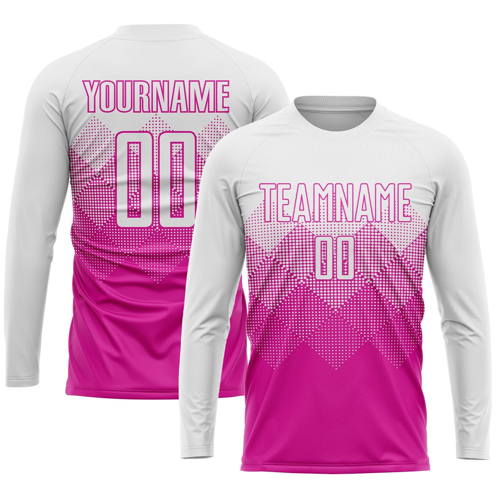 Custom Deep Pink White Sublimation Soccer Uniform Jersey photo 2