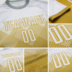 Custom Old Gold White Sublimation Soccer Uniform Jersey detail
