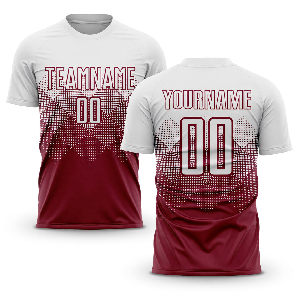 Custom Crimson White Sublimation Soccer Uniform Jersey