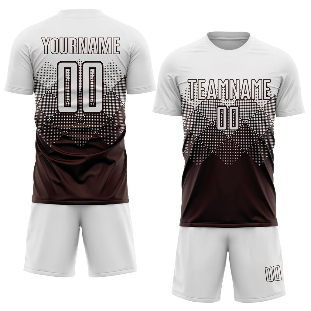 Custom Brown White Sublimation Soccer Uniform Jersey photo 2