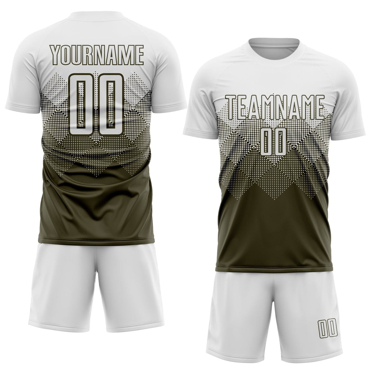 Custom Olive White Sublimation Salute To Service Soccer Uniform Jersey photo 2