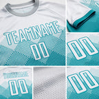 Custom Aqua White Sublimation Soccer Uniform Jersey detail