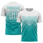 Custom Aqua White Sublimation Soccer Uniform Jersey photo 1