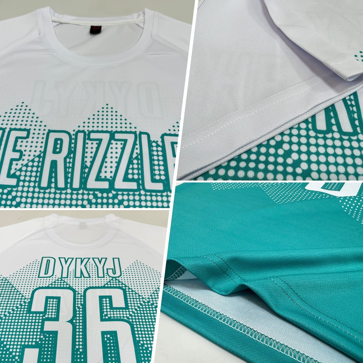 Custom Aqua White Sublimation Soccer Uniform Jersey photo 2