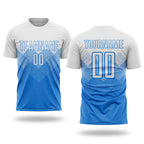 Custom Powder Blue White Sublimation Soccer Uniform Jersey