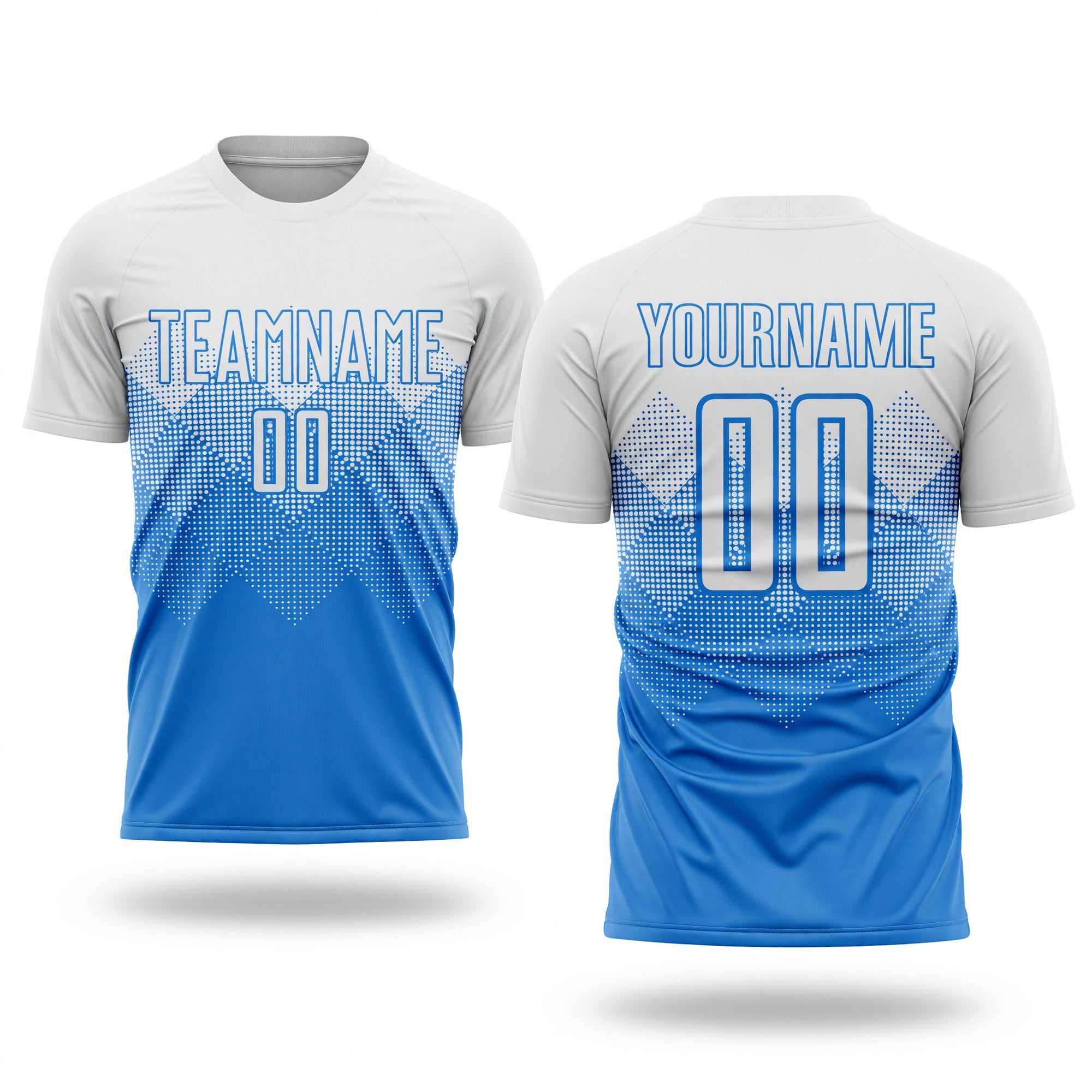 Custom Powder Blue White Sublimation Soccer Uniform Jersey