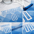 Custom Powder Blue White Sublimation Soccer Uniform Jersey detail