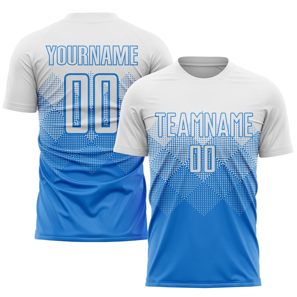 Custom Powder Blue White Sublimation Soccer Uniform Jersey photo 1