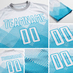Custom Lakes Blue White Sublimation Soccer Uniform Jersey detail