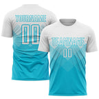 Custom Lakes Blue White Sublimation Soccer Uniform Jersey photo 1