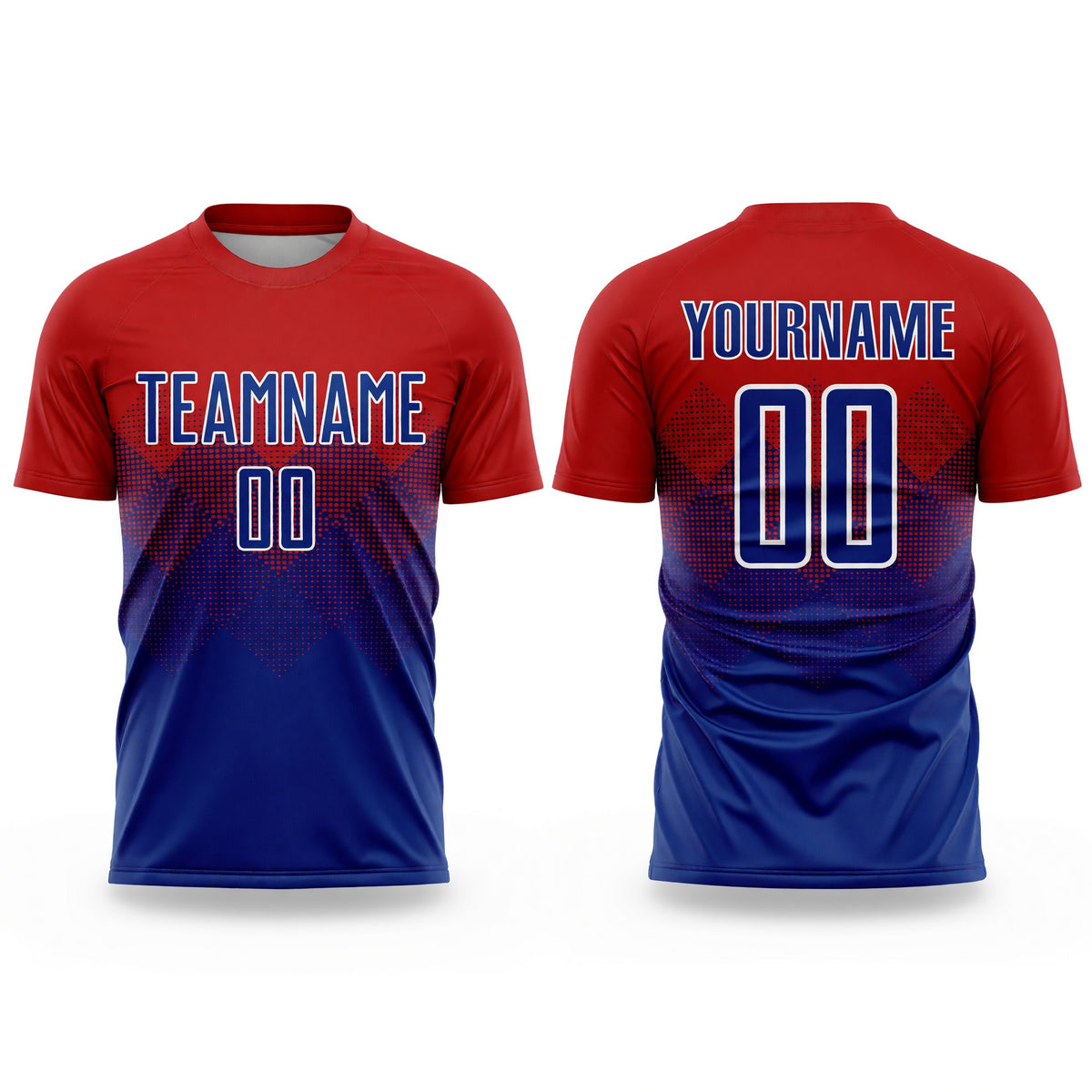 Custom Red Royal-White Sublimation Soccer Uniform Jersey