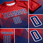 Custom Red Royal-White Sublimation Soccer Uniform Jersey detail